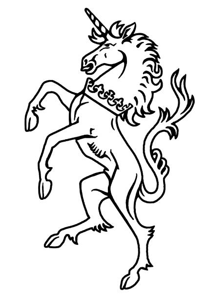 Rearing Unicorn Vector Art Illustration