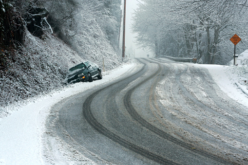 Image result for images of car in snowy ditch