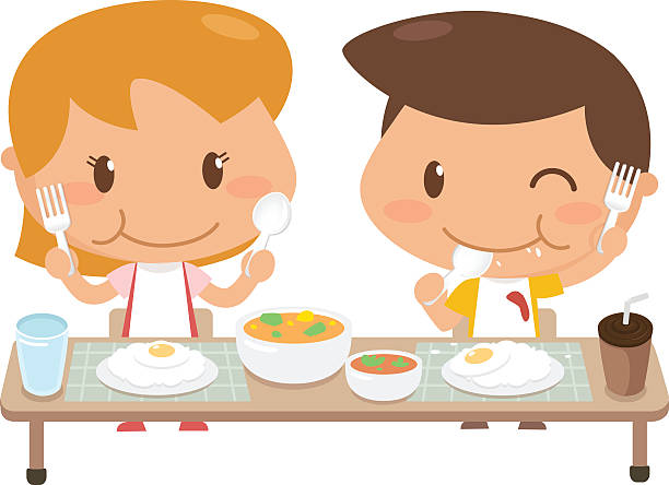 Eating Child Breakfast Cartoon Clip Art, Vector Images & Illustrations
