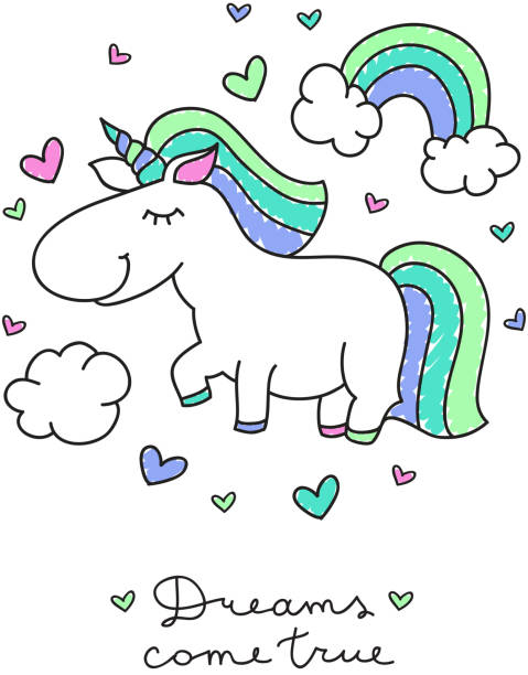 Unicorn And Rainbow Vector Art Illustration