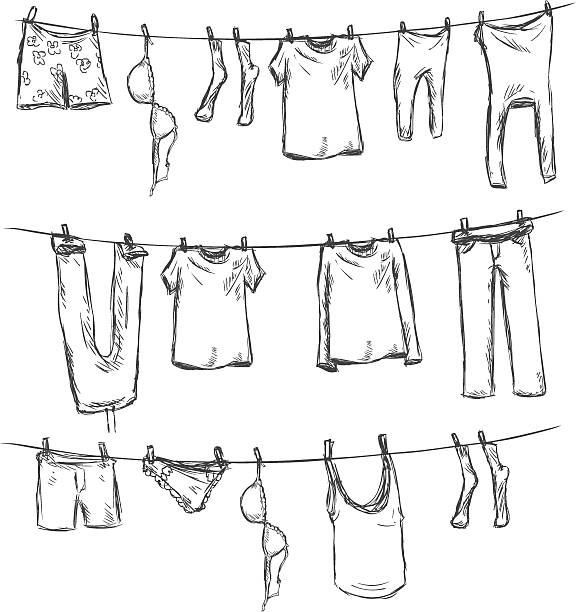 Clothesline Clip Art, Vector Images & Illustrations - iStock