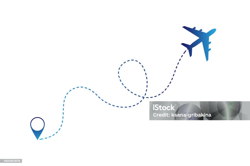 Air plane with traffic line and navigation marker. Airplane stock vector