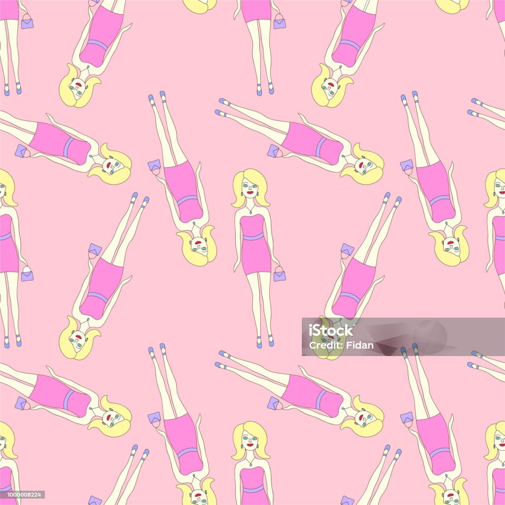 Barbie Doll Pattern Pink Cartoon Background Stock Illustration - Download  Image Now - Design, Icon, Abstract - iStock