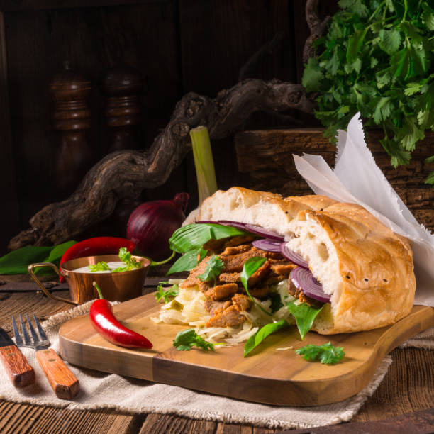 Gyros pita with wild garlicGyros pita with wild garlic