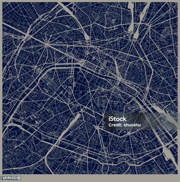 Ilustración de Ilustración De Estructura De La Ciudad De París y más Vectores Libres de Derechos de Mapa - Mapa, París, Ciudad