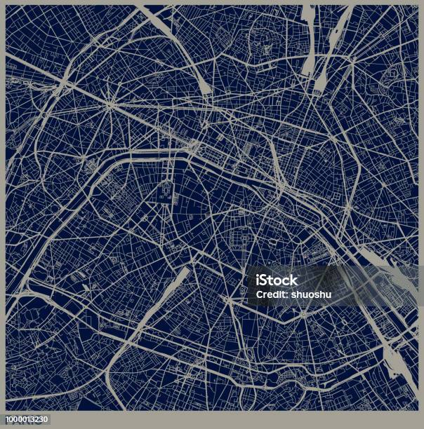 Paris City Structure Illustration Stock Illustration - Download Image Now - Map, Paris - France, City