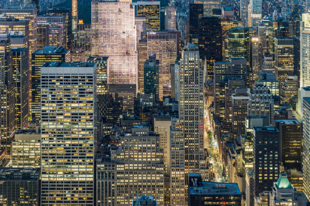 istock Illuminated Skyscrapers in New York at Dusk 1000013282