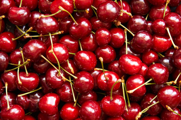 istock Background top view of cherries 1000013626