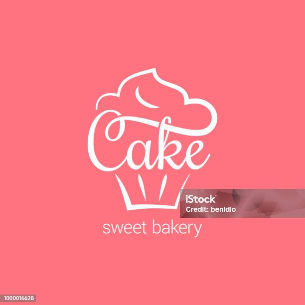 Cake Symbol Of Bakery Cupcake Dessert On Pink Background Stock Illustration - Download Image Now