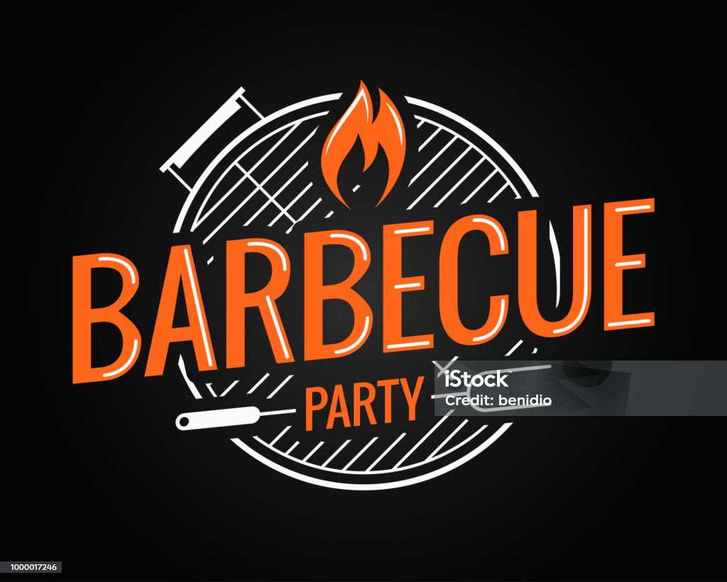 Barbecue grill logo on black background Barbecue grill logo on black background 8 eps Barbecue Grill stock vector