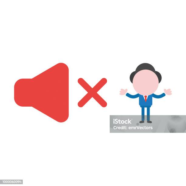 Vector Illustration Businessman With Speaker Sound Off Stock Illustration - Download Image Now