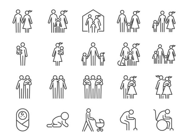 Family icon set. Included icons as people, parents, home, child, children, pet and more. Family icon set. Included icons as people, parents, home, child, children, pet and more. population explosion stock illustrations
