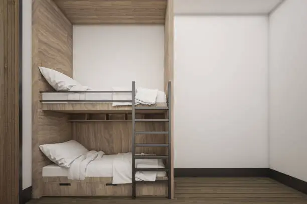 Interior buck bed room in small hostel