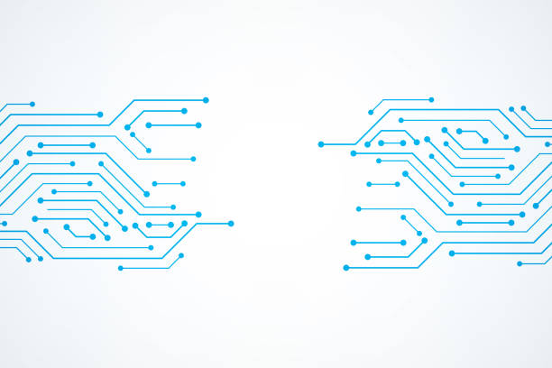 추상적인 기술 배경, 파란색 회로 기판 패턴 - electronics industry stock illustrations