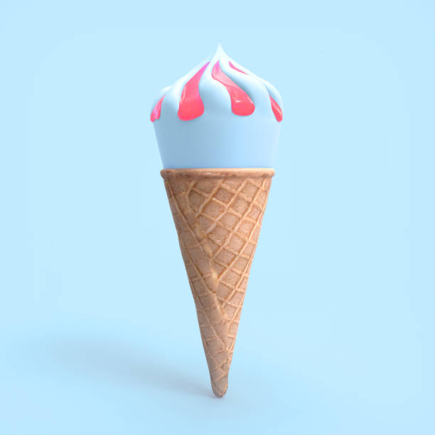 istock Blue ice cream 3D illustration isolated on blue BG 1000123256