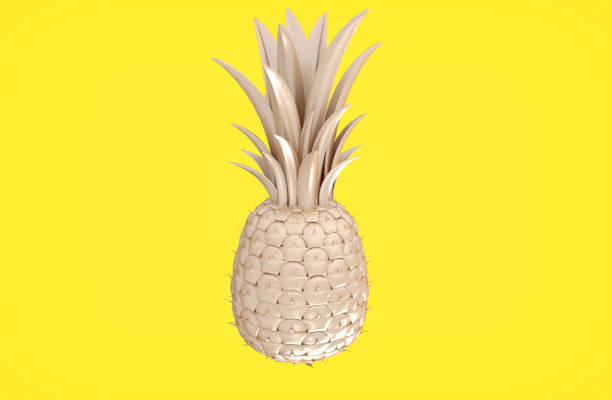 istock Copper gold pineapple on bright yellow BG 1000123582