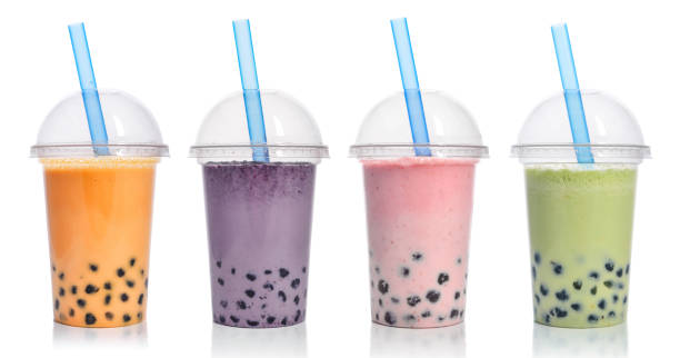 various bubble tea - tea berry currant fruit imagens e fotografias de stock