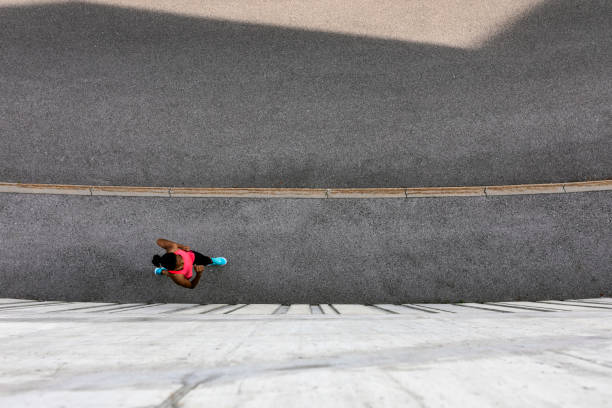 Overhead view of a jogger