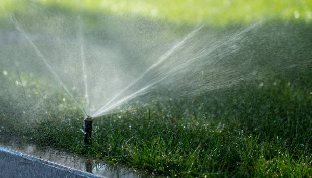 istock automatic sprinkler system watering the lawn on a background of green grass 1000250602