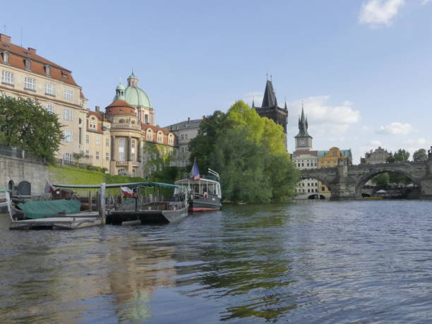 istock harles Bridge. The Vltava River. View on Vltava river and Charles bridge Beautiful view of Prague. 1000254850