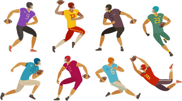 American football players. Sport concept. Cartoon vector illustration football players. sport concept. cartoon vector illustration rugby players stock illustrations