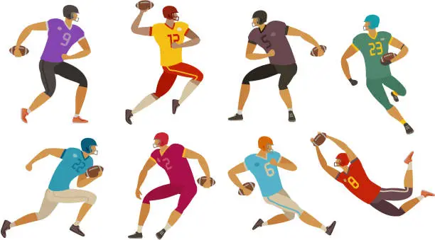 Vector illustration of American football players. Sport concept. Cartoon vector illustration