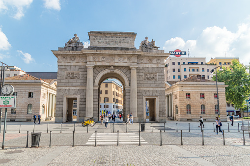 Milan, Italy - May 29, 2018: Porta Garibaldi (Milan city gate).