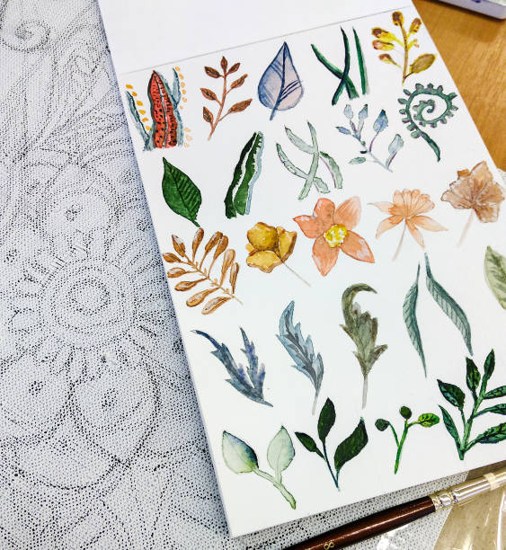 istock Watercolor flowers and plants 1000302636