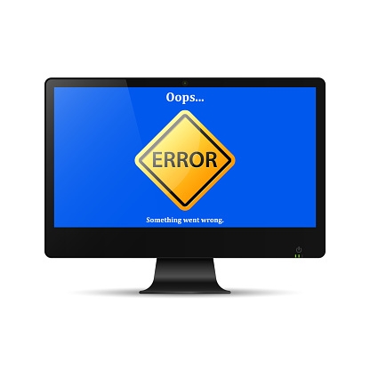 Error Mistake Sign On Pc Computer Screen Vector Illustration Realistic ...