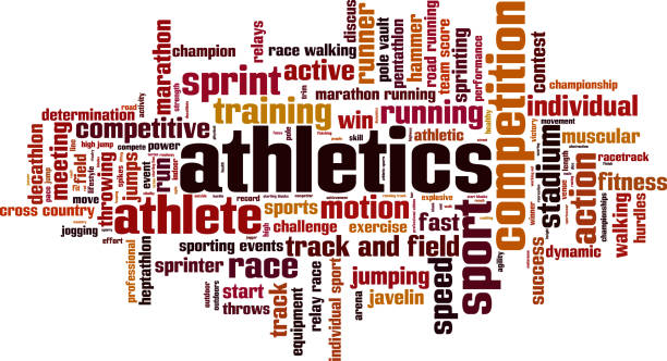 Athletics word cloud concept Athletics word cloud concept. Vector illustration heptathlon stock pictures, royalty-free photos & images