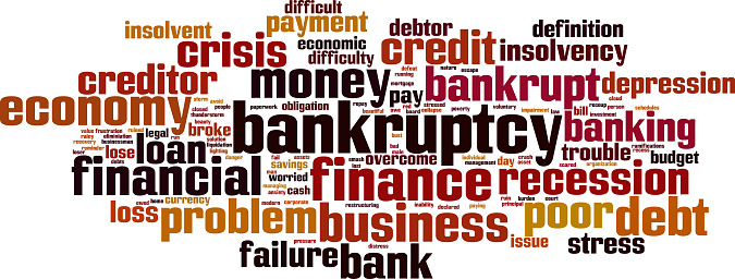 Bankruptcy word cloud concept. Vector illustration