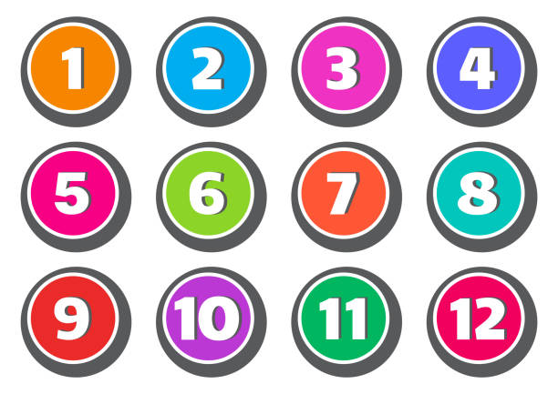 Ilustración de Colorido Conjunto De Botones Con Los Números Del 1 Al 12  Ilustración De Vector y más Vectores Libres de Derechos de Número 11 -  iStock