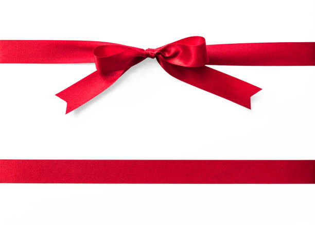istock Red satin ribbon band stripe fabric bow isolated on white background with clipping path 1000406478