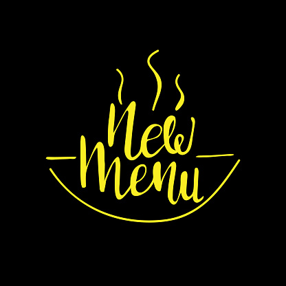Sticker New Menu Banner Design With Lettering New Menu Vector Illustration Stock ...