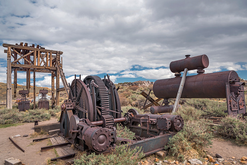Antique mining equipment in Bodie, California
