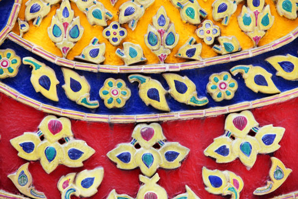 istock texture of thai tradition colorful flower sculpture background. 1000461282