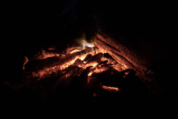 istock burning out bonfire with red-hot coals 1000492614