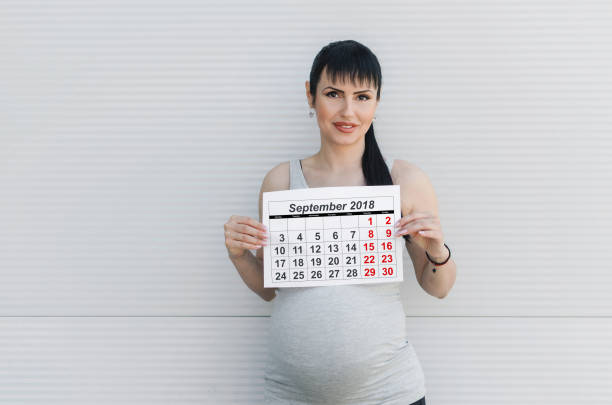istock Pregnant woman with calendar 1000509246