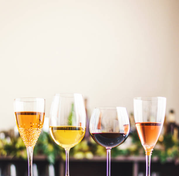 istock Wine tasting theme with various glasses of wine 1000521516