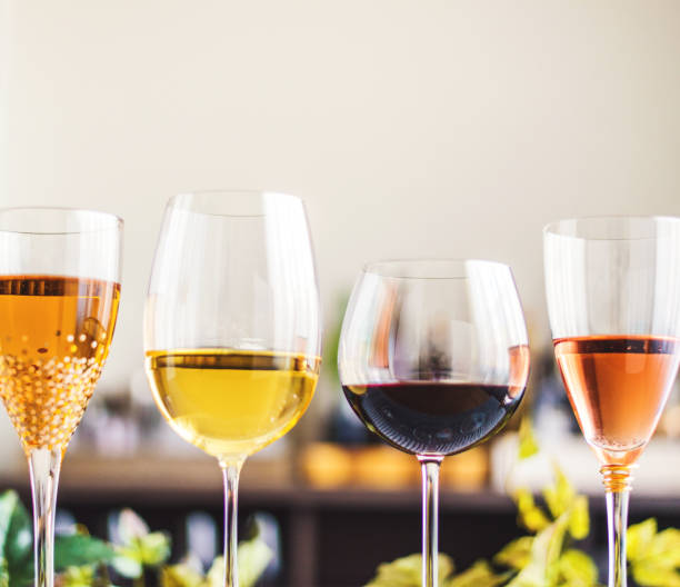 istock Wine tasting theme with various glasses of wine 1000521528