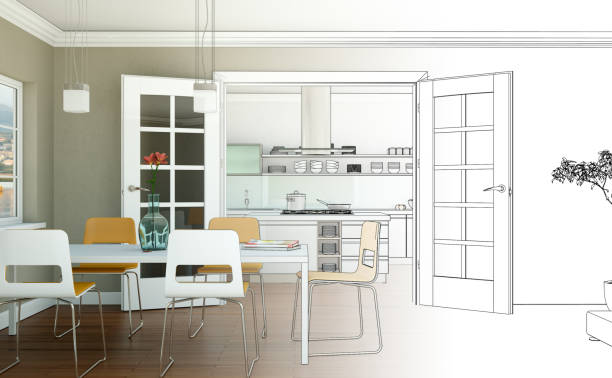 istock Interior Design Living Room Drawing Gradation Into Photograph 1000521950