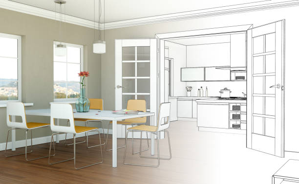 istock Interior Design Living Room Drawing Gradation Into Photograph 1000524046