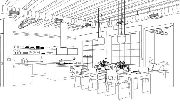 istock Interior Design Living Room custom Drawing 1000525048