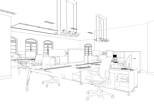Executive Office 01 (drawing) - 3d illustration