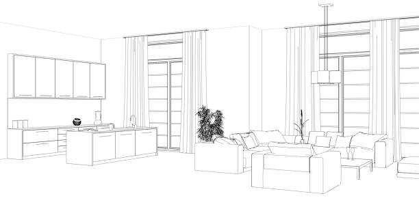 istock Interior Design Living Room custom Drawing 1000530704