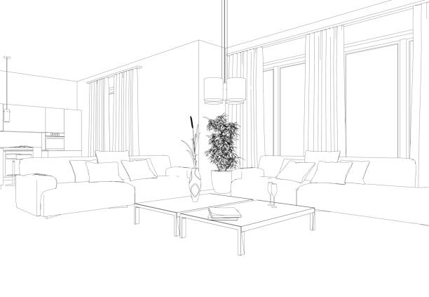 istock Interior Design Living Room custom Drawing 1000531894