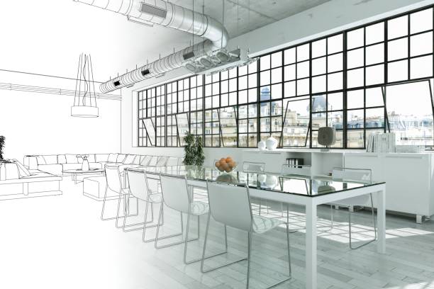 istock Interior Design Modern Loft Drawing Gradation Into Photograph 1000540952