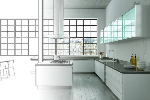 istock Interior Design Modern Loft Drawing Gradation Into Photograph 1000541130