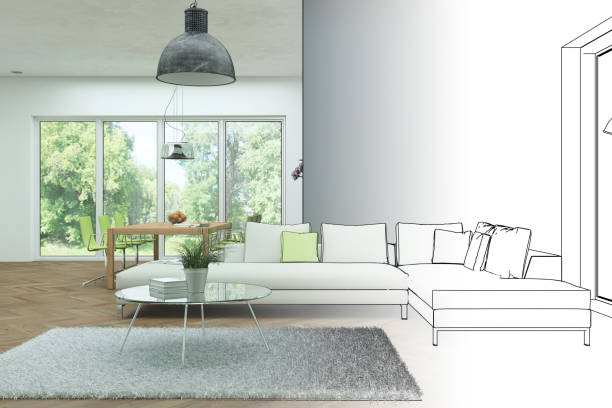 istock Interior Design Modern Loft Drawing Gradation Into Photograph 1000545416