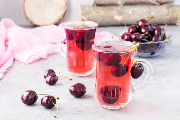 istock Sweet cold compote made from fresh cherries in a glass cup 1000605132
